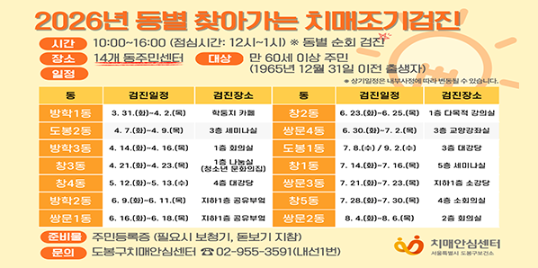 2026년 동별 찾아가는 치매조기검진